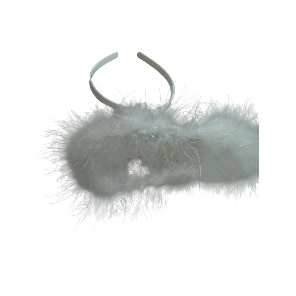 White Feather Angel Halo Headband‎ Costume Accessory Marabou Ethereal White